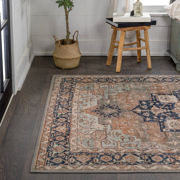 Maris Ornate Medallion Washable Area Rug